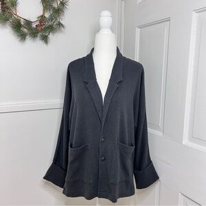 Pact Airplane Relaxed Button Front Blazer Organic Cotton in Black